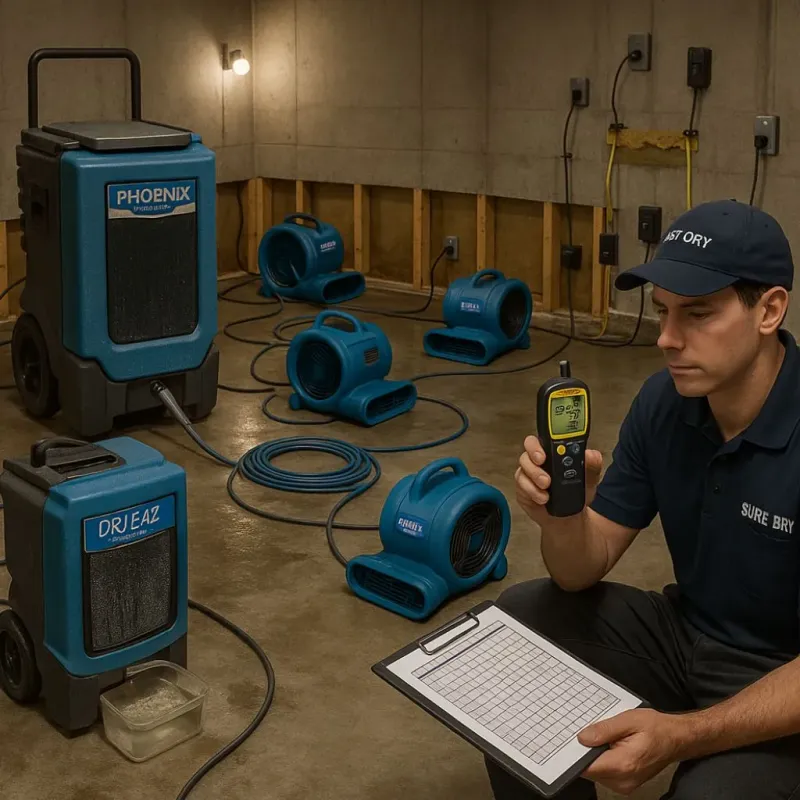 Structural Drying and Dehumidification process in Bohemia, NY